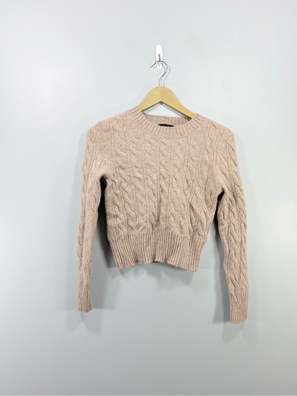 Quince “Perfectly Shrunken” Crewneck 100% Cashmere Capsule Sweater in Blush Beig